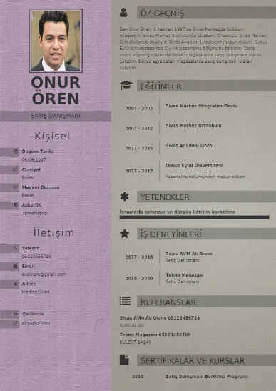 Satış Danışmanı Örnek cv indir